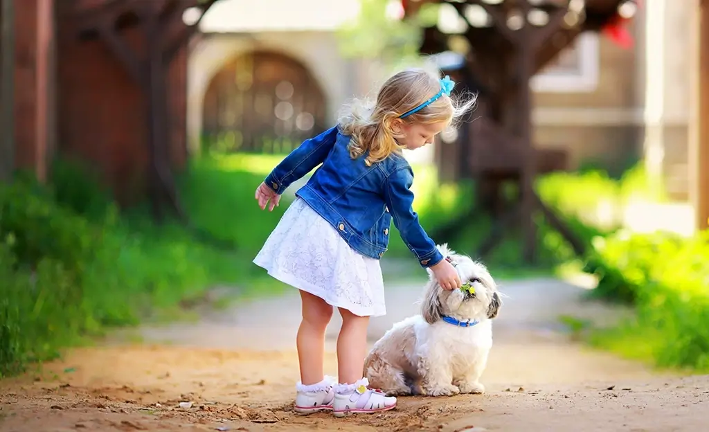 cute girl with dog